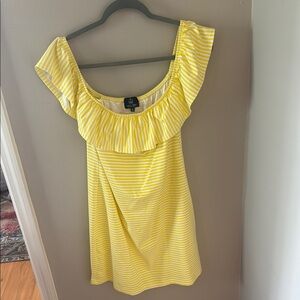 Yellow & White Striped Off-Shoulder Dress